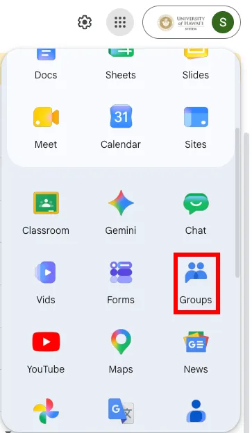 Navigating to Google Group Console