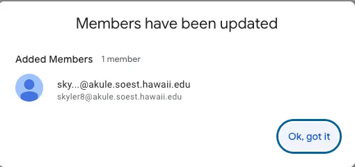 Add members confirmation
