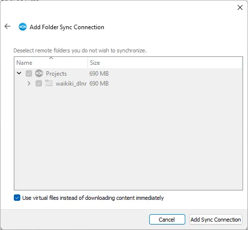 virtual files checkbox
