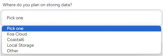 Storage Type Dropdown