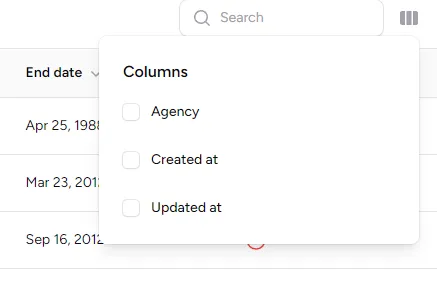 Project Column Visiblity