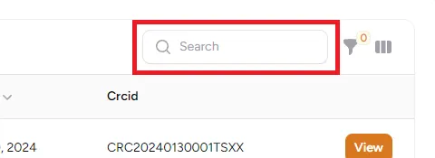 Record Table Search Bar